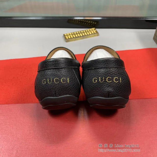GUCCI男鞋 古馳高檔男裝豆豆鞋 進口頭層牛皮 Gucci黑色休閒鞋  hdnx1100